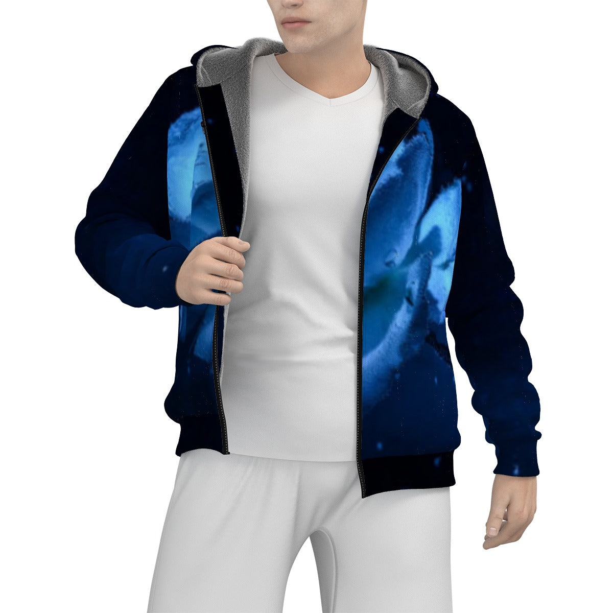 All-Over Print Men's Sherpa Fleece Zip Up Hoodie