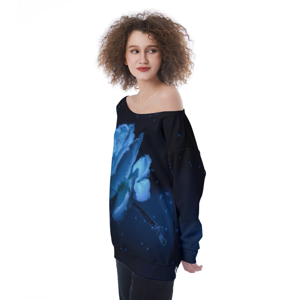 All-Over Print Oversized Women's Off-Shoulder Sweatshirt