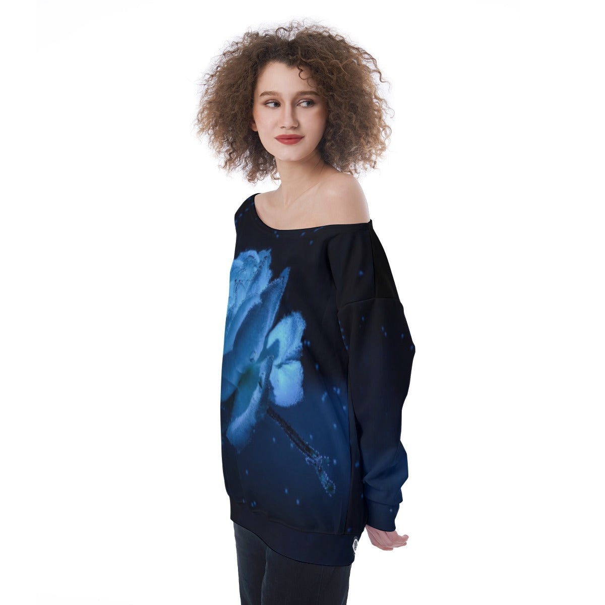 All-Over Print Oversized Women's Off-Shoulder Sweatshirt