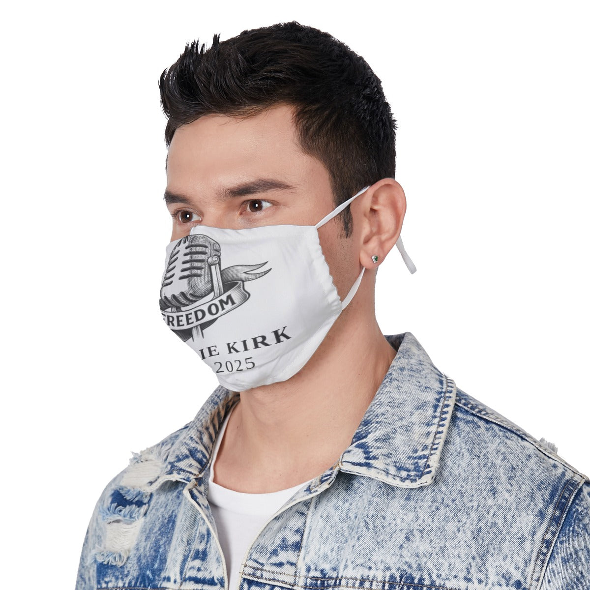 All-Over Print Face Mask with Adjustable Ear Loops - Charlie Kirk Freedom Microphone Collection