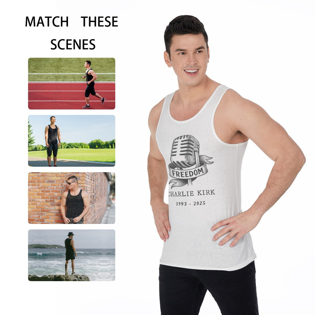 All-Over Print Men's Tank Top - Charlie Kirk Freedom Microphone Collection