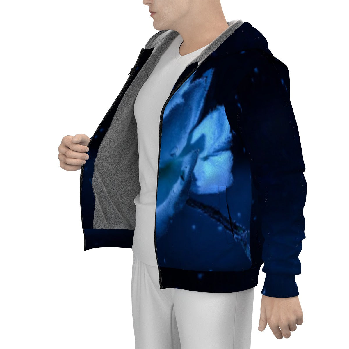 All-Over Print Men's Sherpa Fleece Zip Up Hoodie