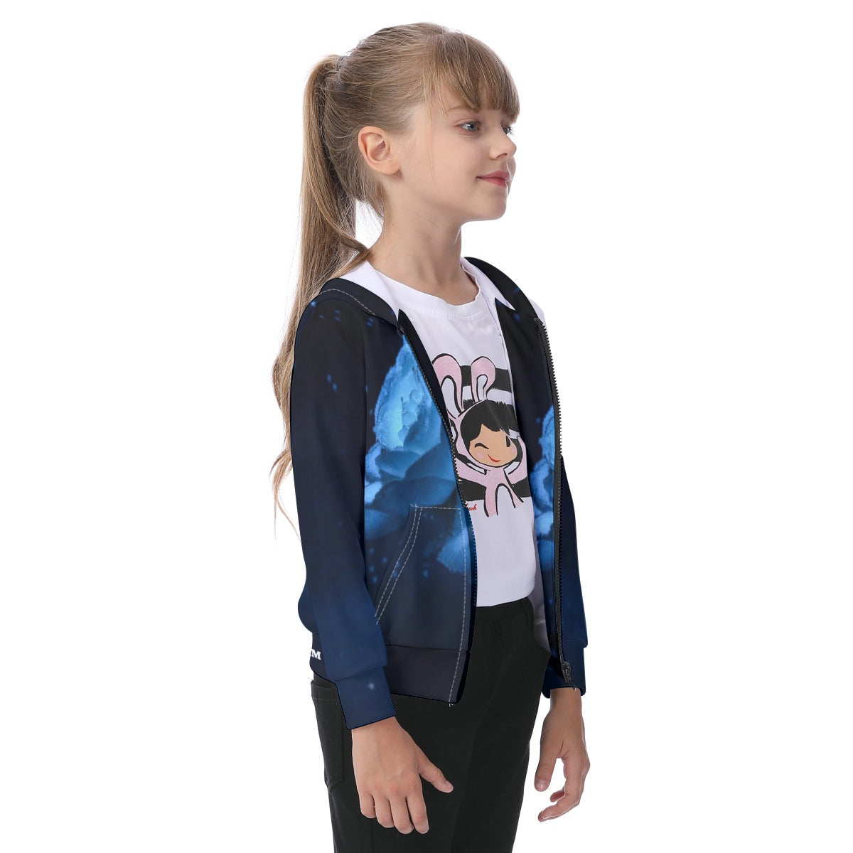 All-Over Print Kid's Zip-up Hoodie With Patch Pocket