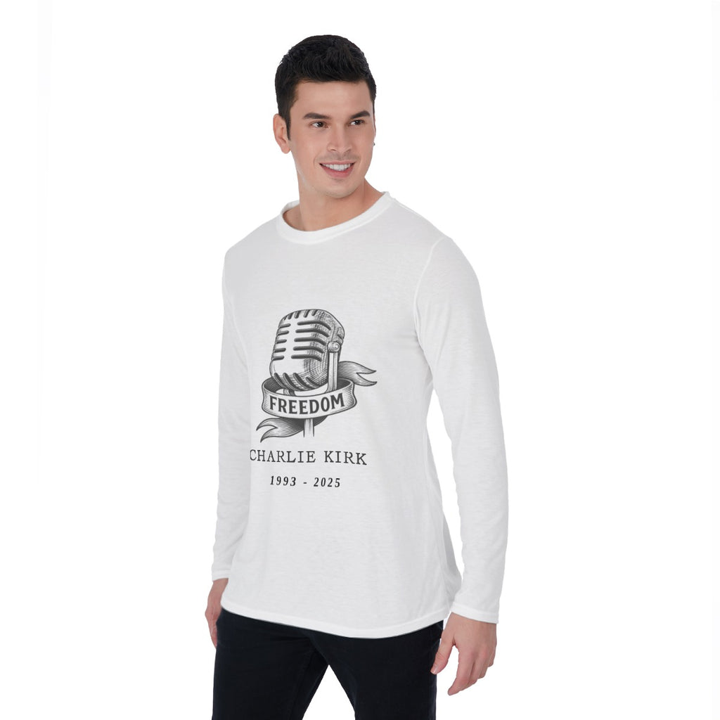 All-Over Print Long Sleeve T-Shirt - Charlie Kirk Freedom Microphone Collection