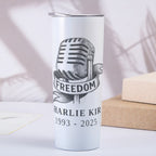 Skinny Tumbler Stainless Steel with Lids 20OZ - Charlie Kirk Freedom Microphone Collection