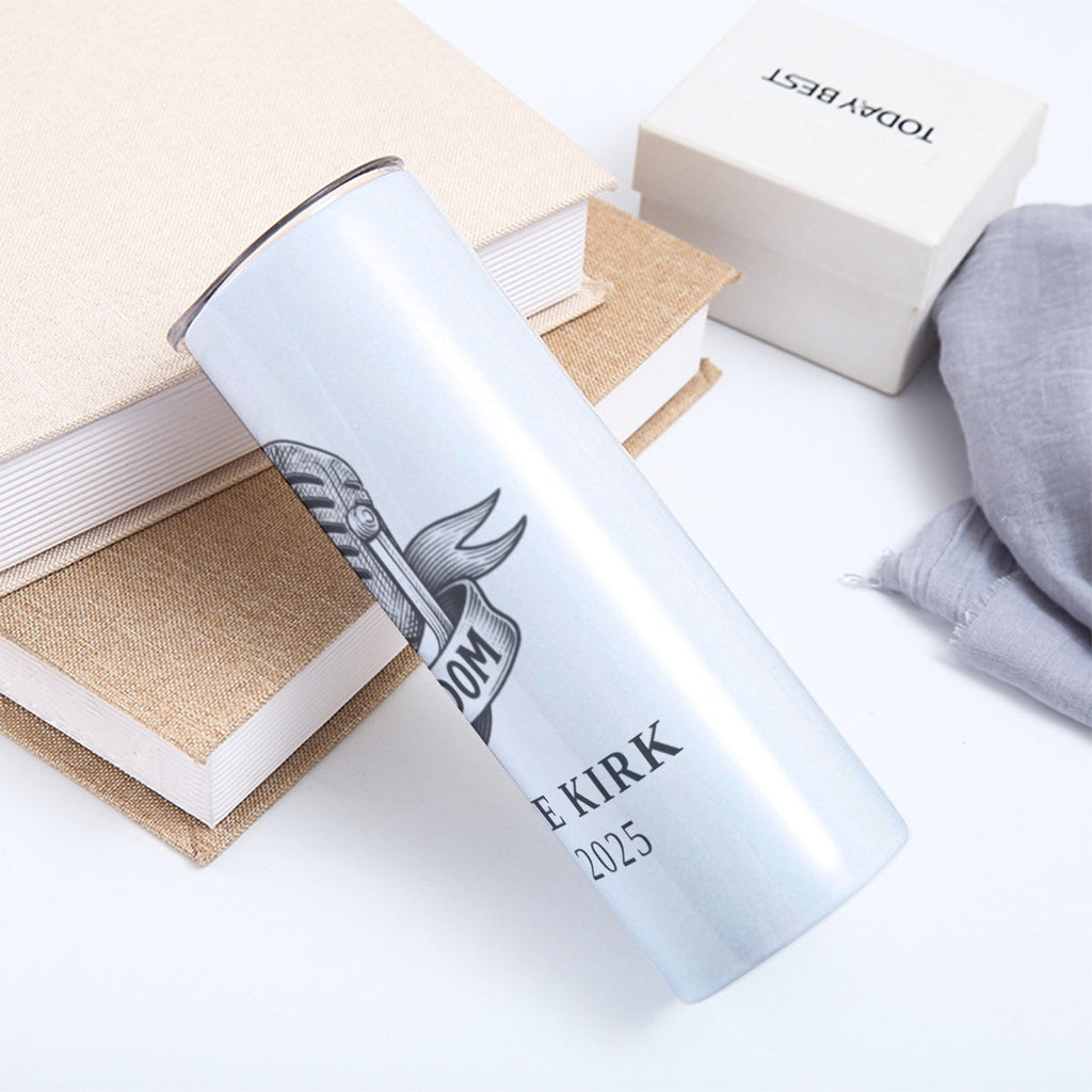 Skinny Tumbler Stainless Steel with Lids 20OZ - Charlie Kirk Freedom Microphone Collection