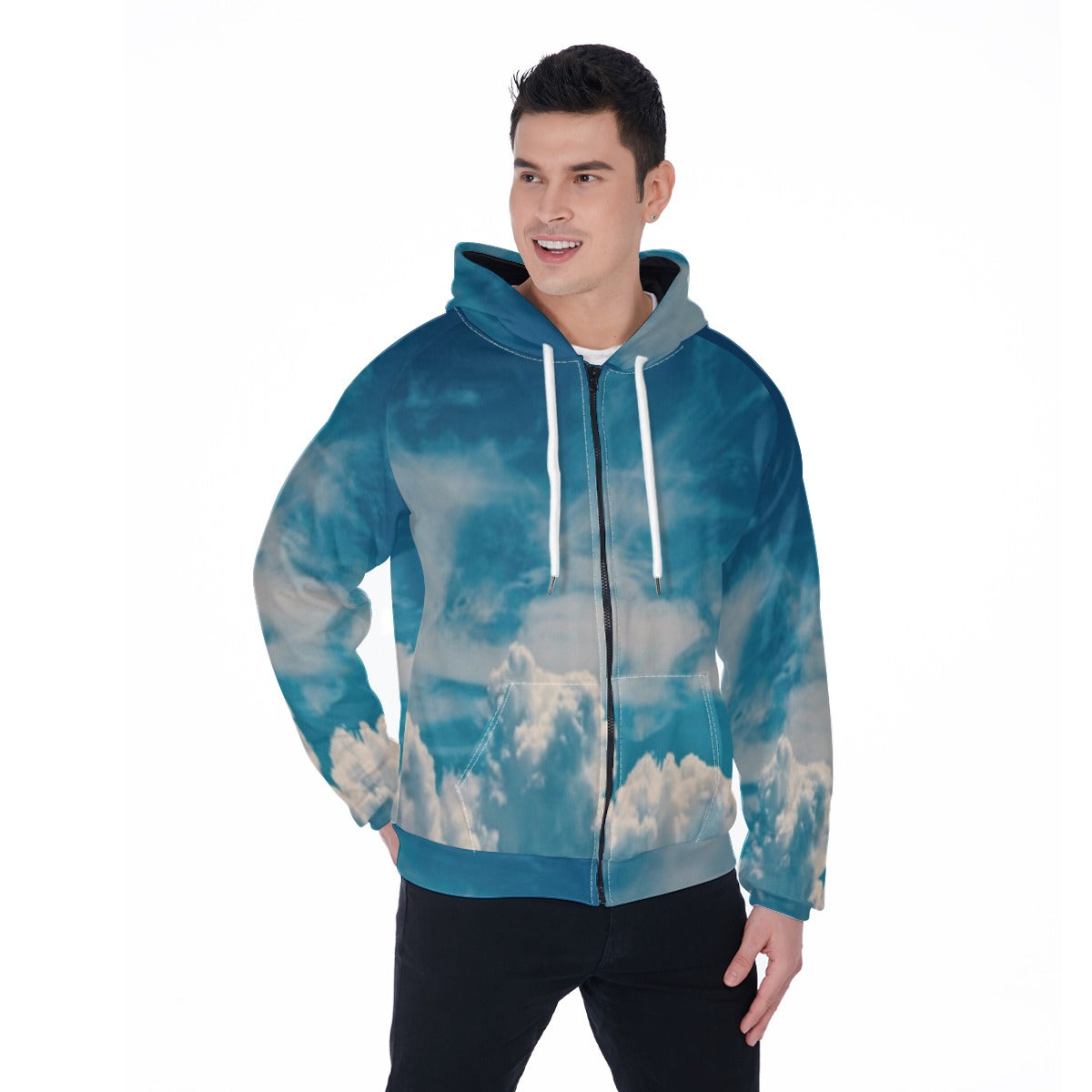 All-Over Print Men's Raglan Zip Up Hoodie