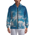 All-Over Print Zip Up Hoodie With Pocket