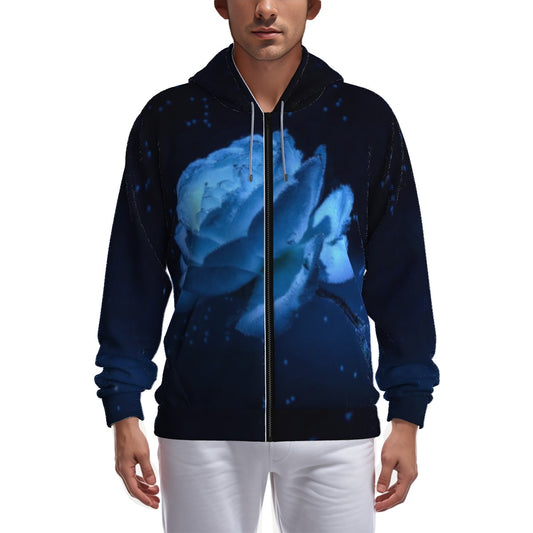 All-Over Print Zip Up Hoodie With Pocket
