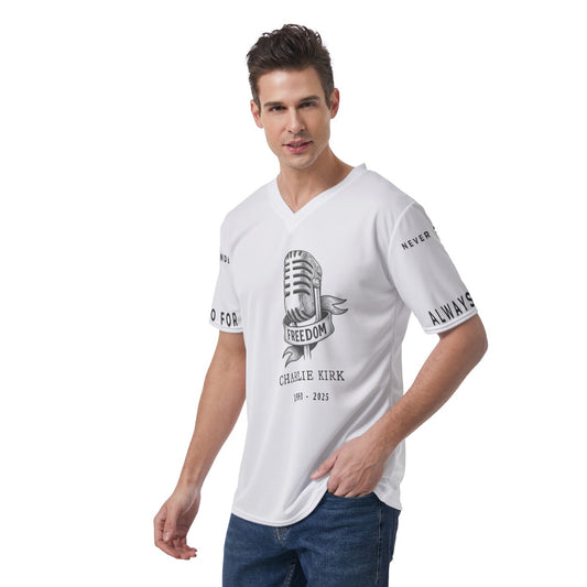 All-Over Print Men's V-Neck T-Shirt - Charlie Kirk Freedom Microphone Collection