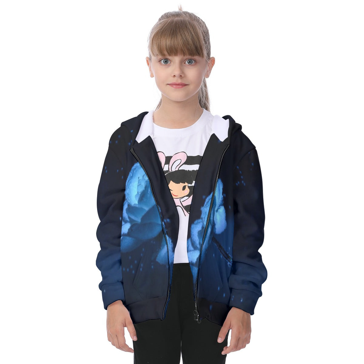 All-Over Print Kid's Heavy Fleece Zip Up Hoodie
