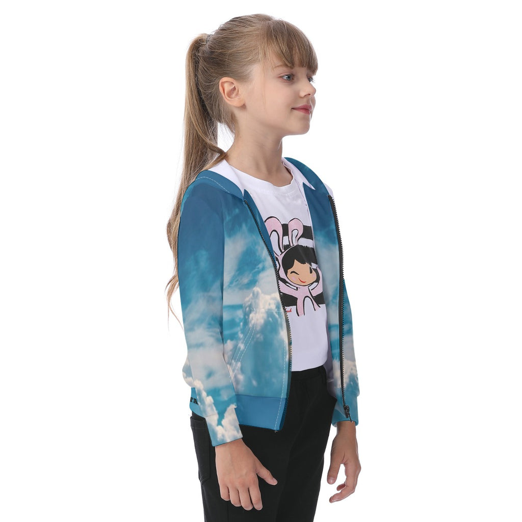 All-Over Print Kid's Zip-up Hoodie With Patch Pocket
