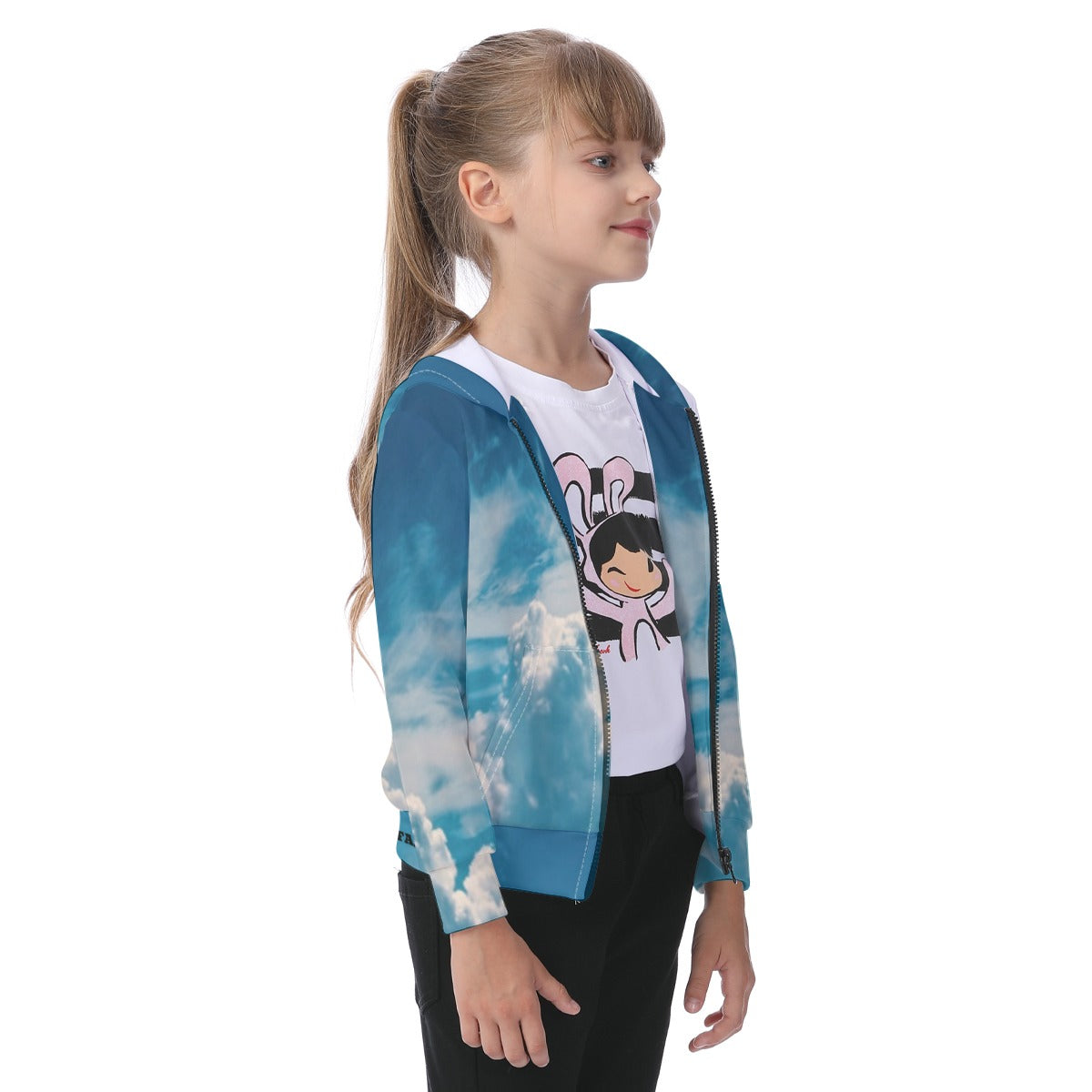 All-Over Print Kid's Zip-up Hoodie With Patch Pocket