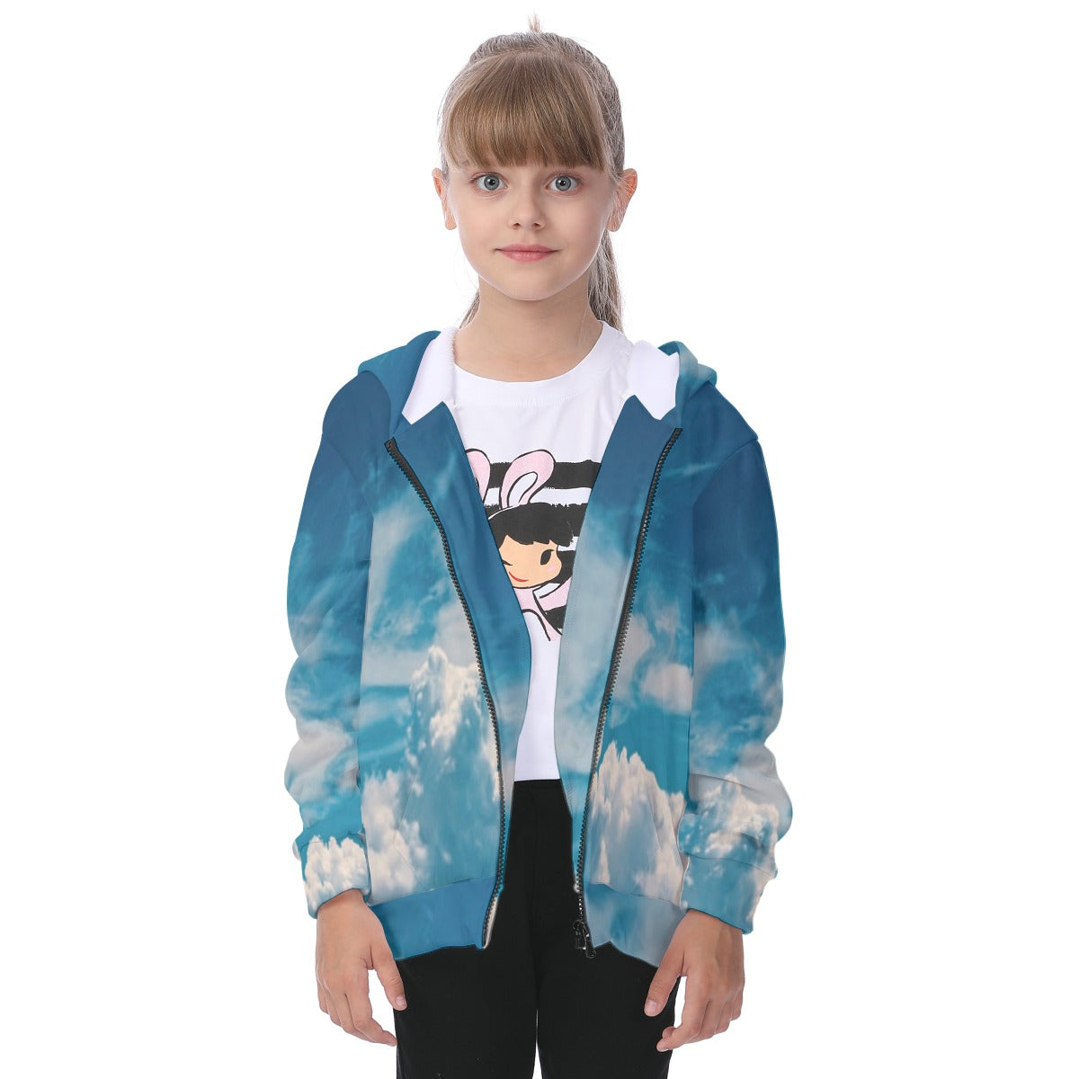 All-Over Print Kid's Heavy Fleece Zip Up Hoodie
