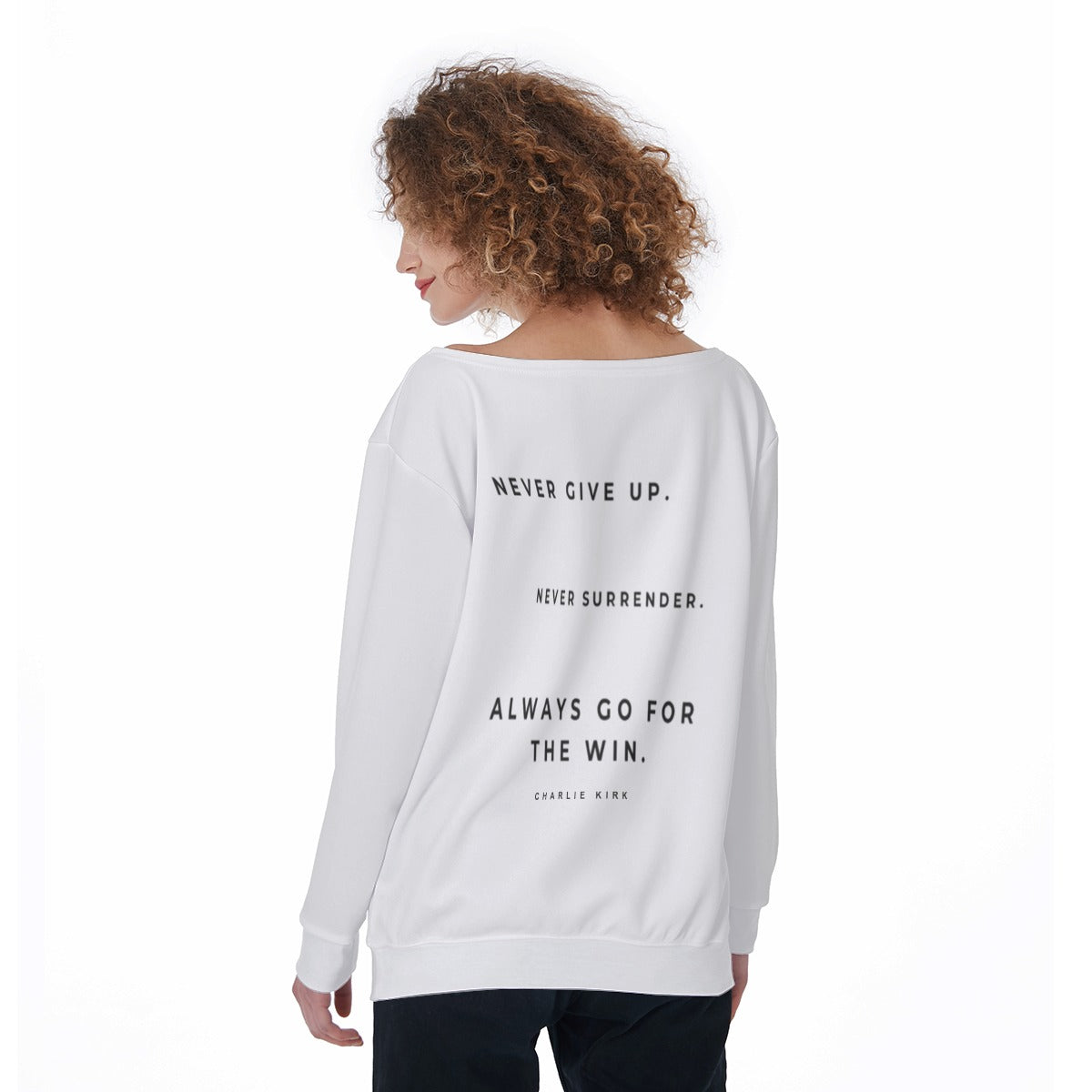 All-Over Print Women's Off-Shoulder Sweatshirt - Charlie Kirk Freedom Microphone Collection