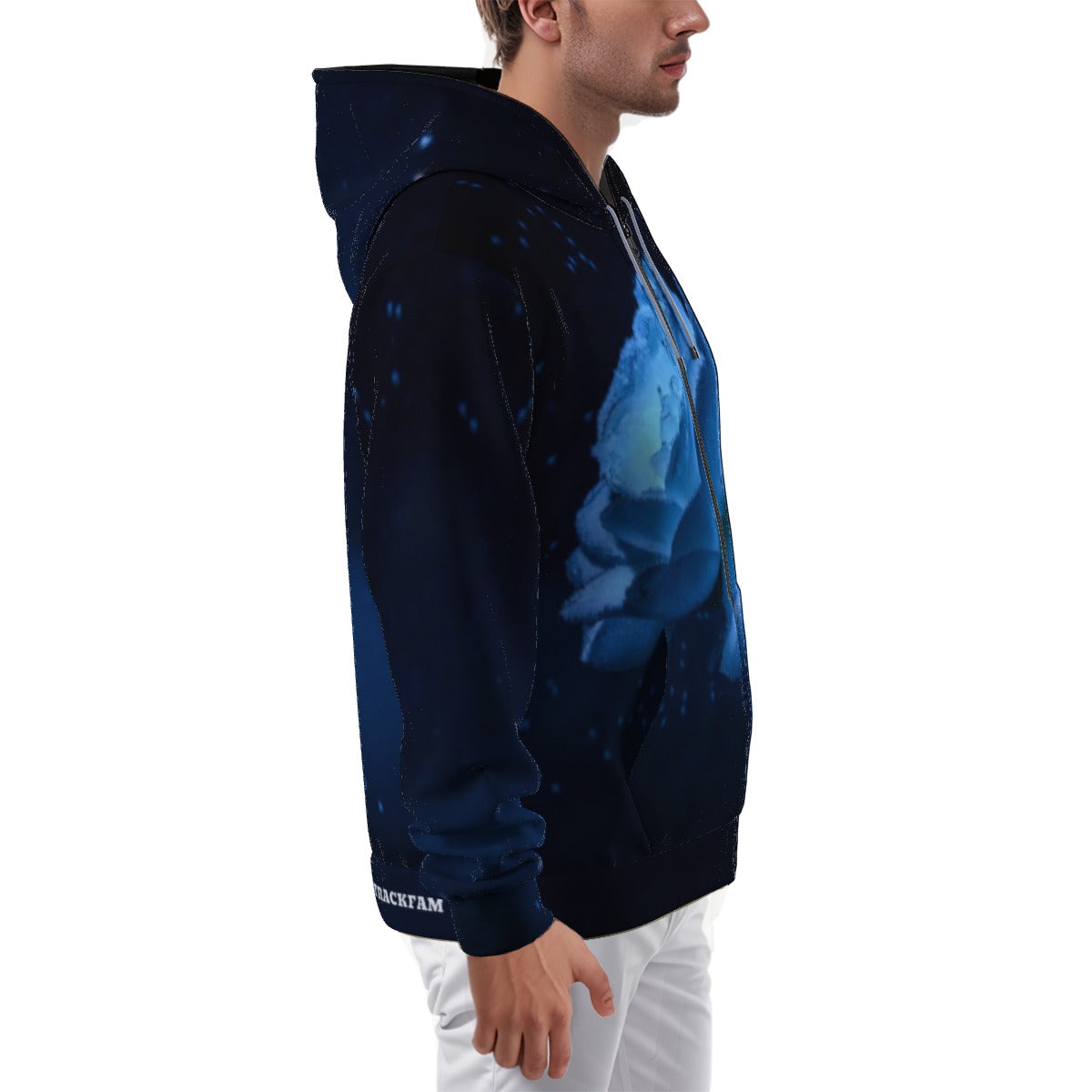 All-Over Print Zip Up Hoodie With Pocket