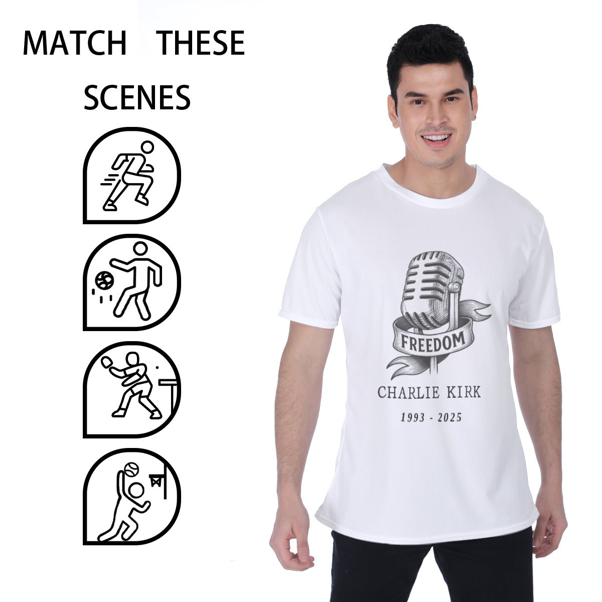 All-Over Print Men's T-shirt | Birdseye - Charlie Kirk Freedom Microphone Collection