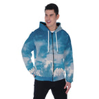 All-Over Print Men's Heavy Fleece Raglan Zip Up Hoodie With Pocket