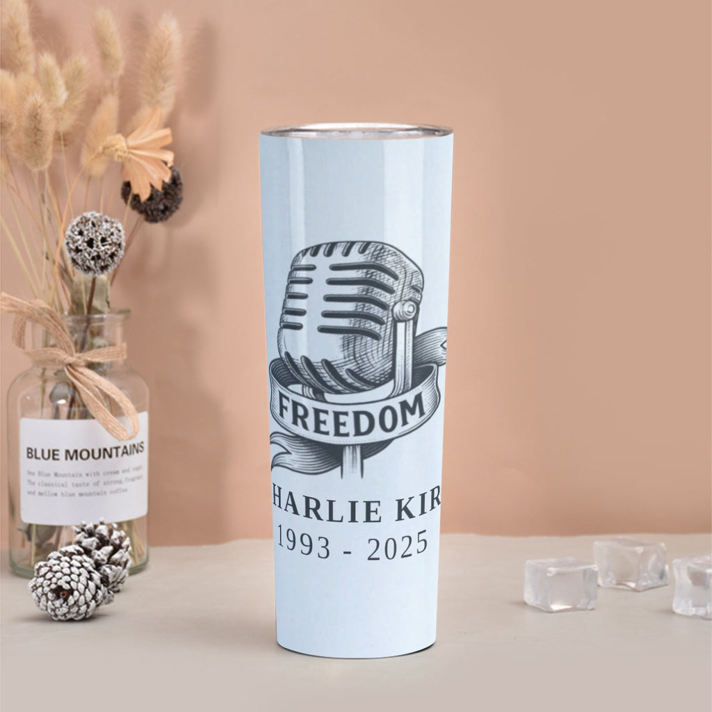 Skinny Tumbler Stainless Steel with Lids 30OZ - Charlie Kirk Freedom Microphone Collection