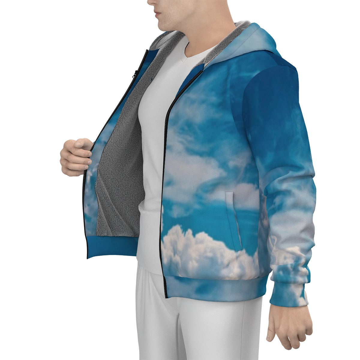 All-Over Print Men's Sherpa Fleece Zip Up Hoodie