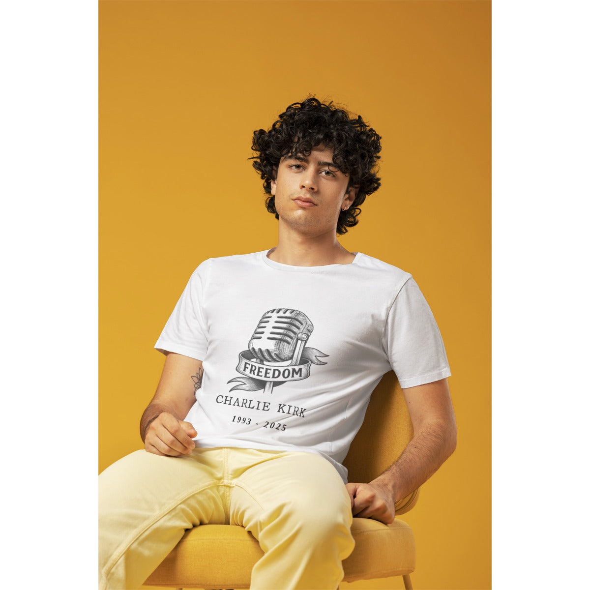 All-Over Print Men's O-Neck T-Shirt - Charlie Kirk Freedom Microphone Collection