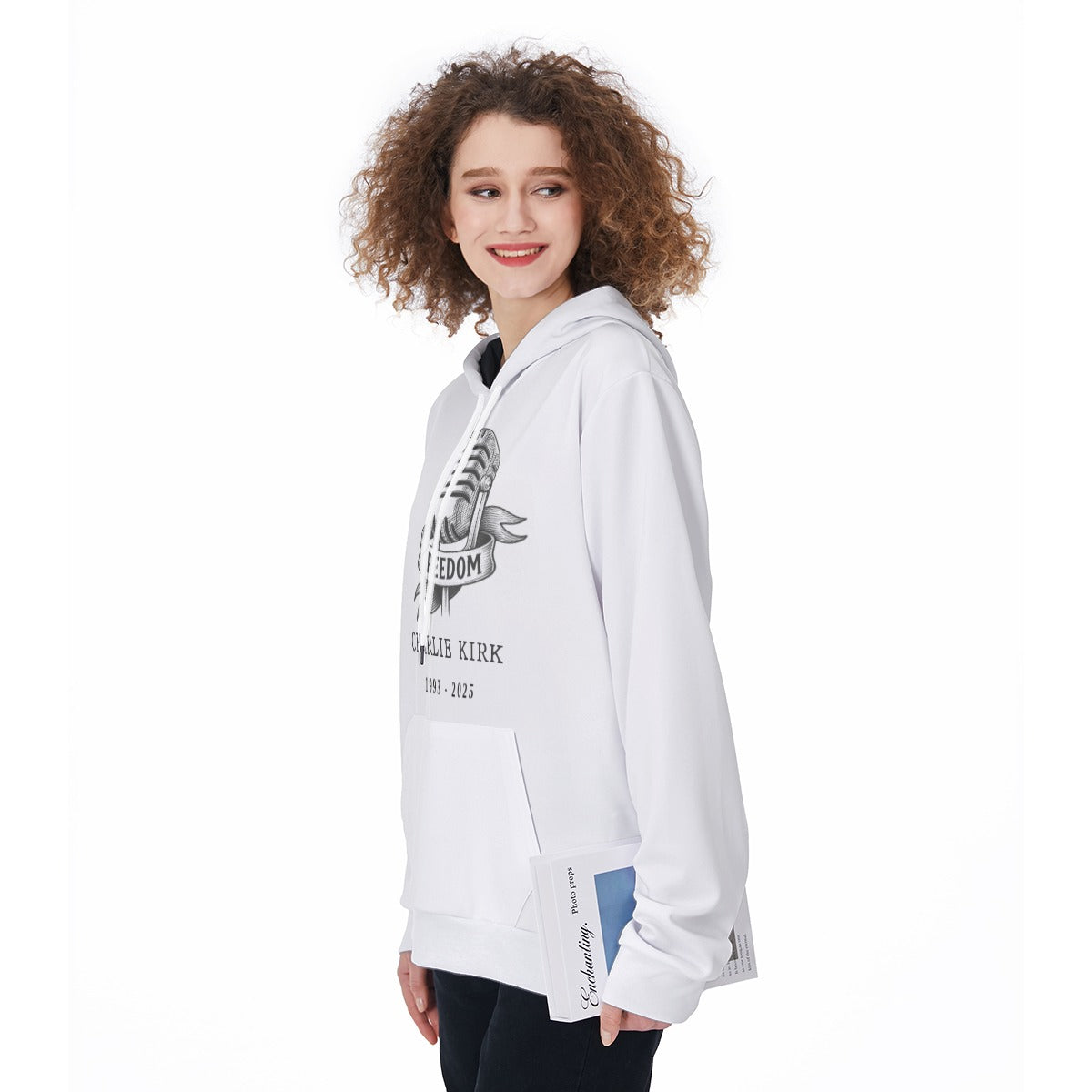 All-Over Print Women's Pullover Hoodie - Charlie Kirk Freedom Microphone Collection