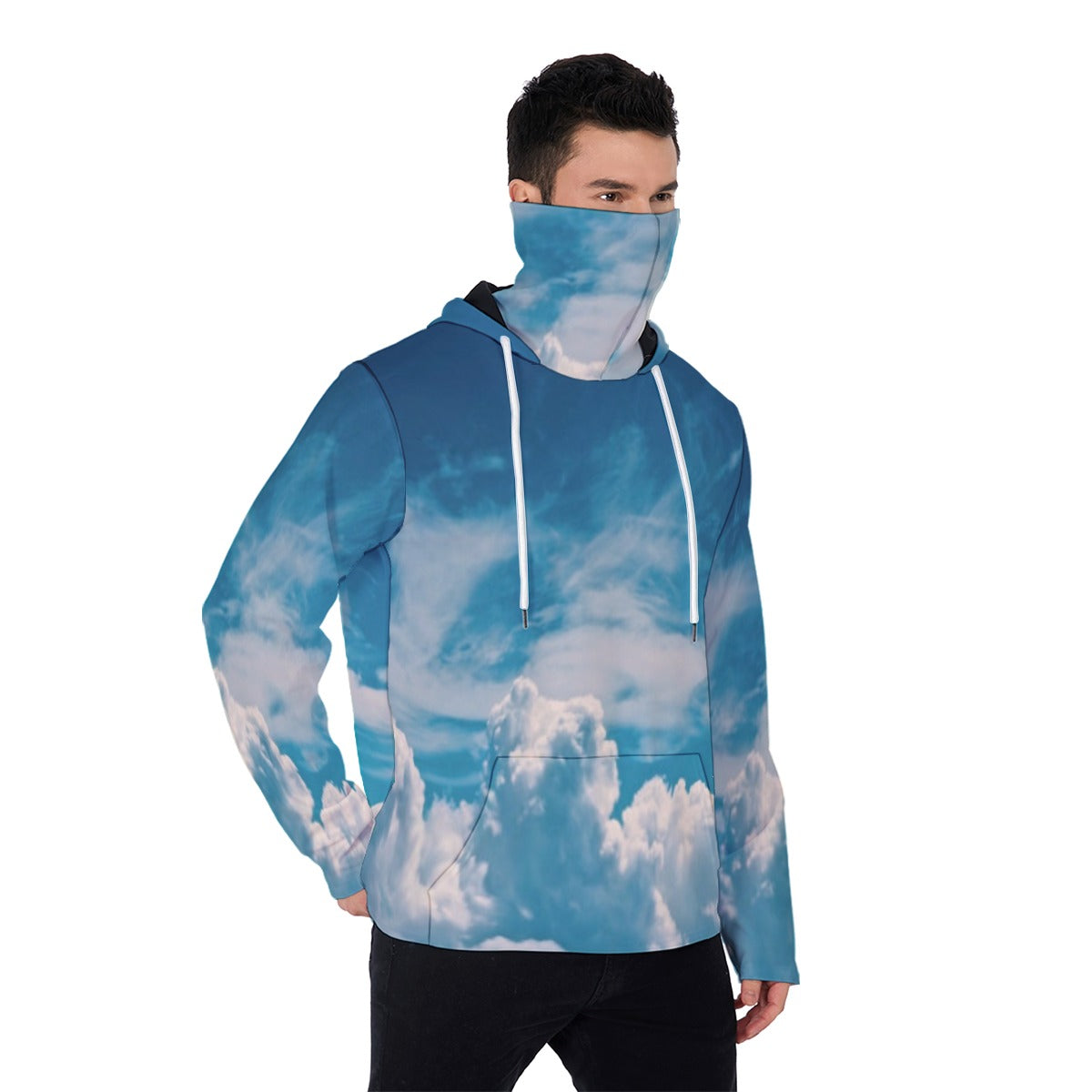 All-Over Print Men's Heavy Fleece Hoodie With Mask